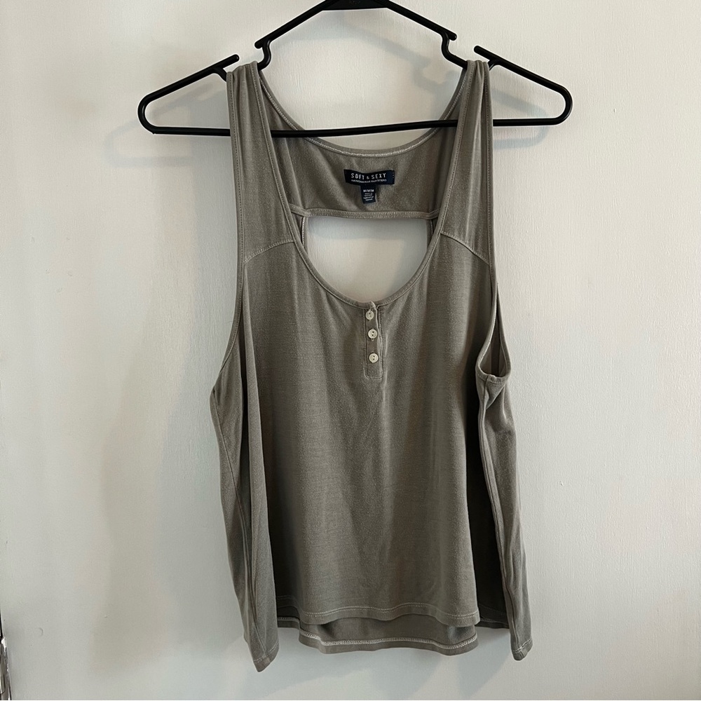 American Eagle Soft & Sexy Button Down Cutout Tank Top Size Medium